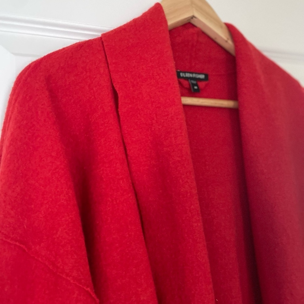 Eileen Fisher Boiled Merino Wool Open Sweater, red,
Medium - Picture 2 of 8